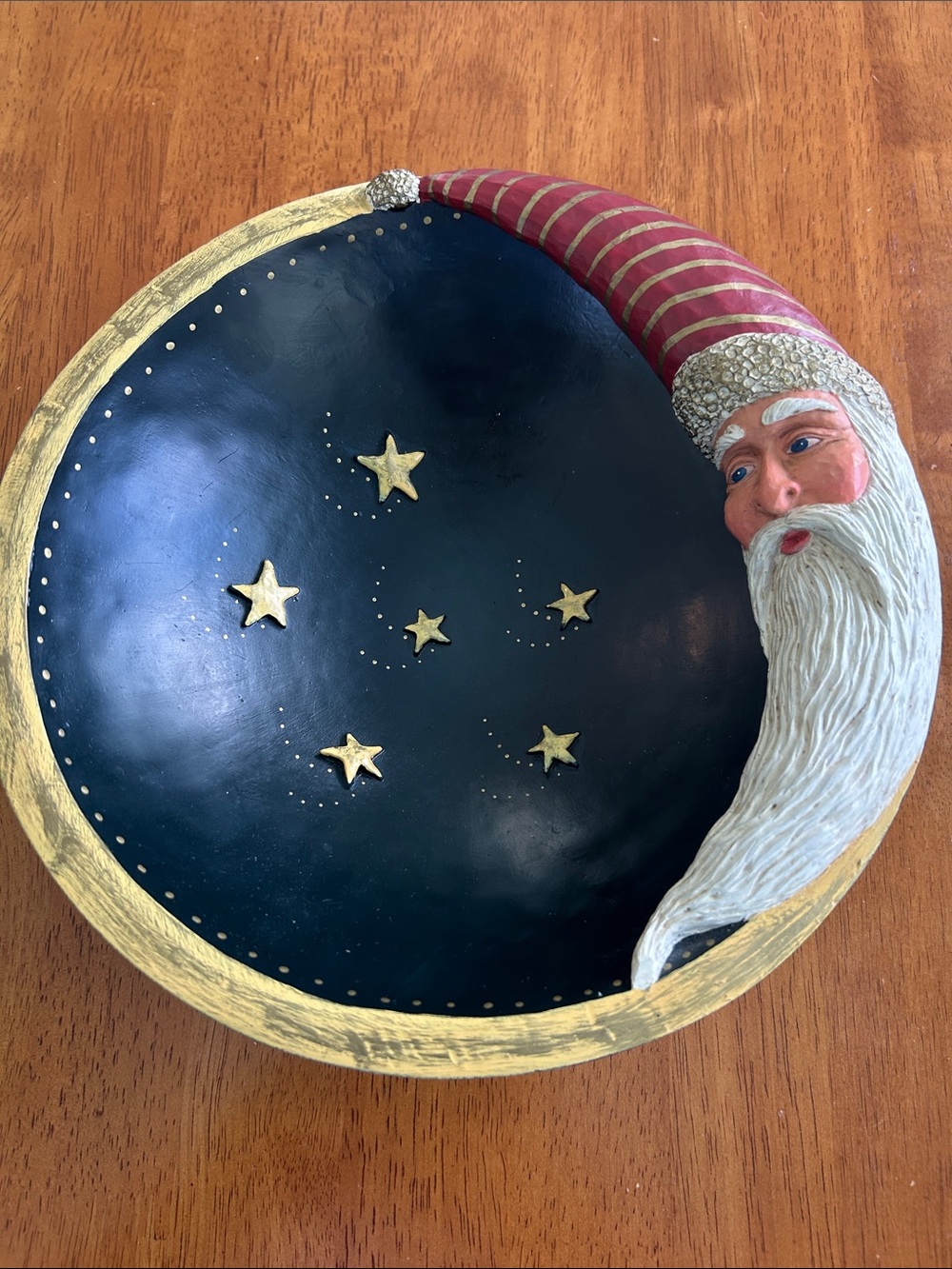 Vintage Kurt Adler Santa Moon and Stars Celestial Decorative Bowl